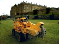 Galloway Trees Stump Grinders working in the grounds of Chatsworth House